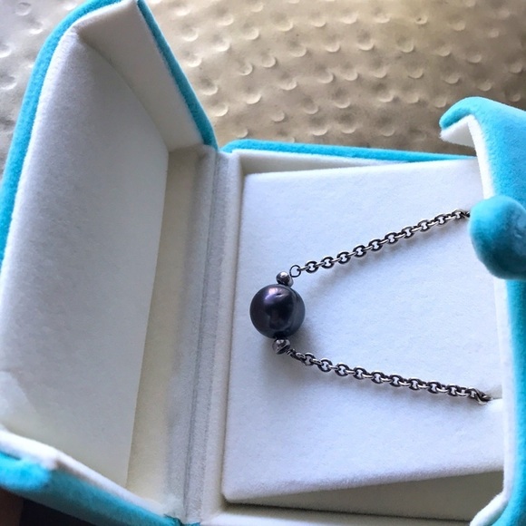 12mm Genuine Tahitian pearl/SS Necklace - Picture 8 of 11